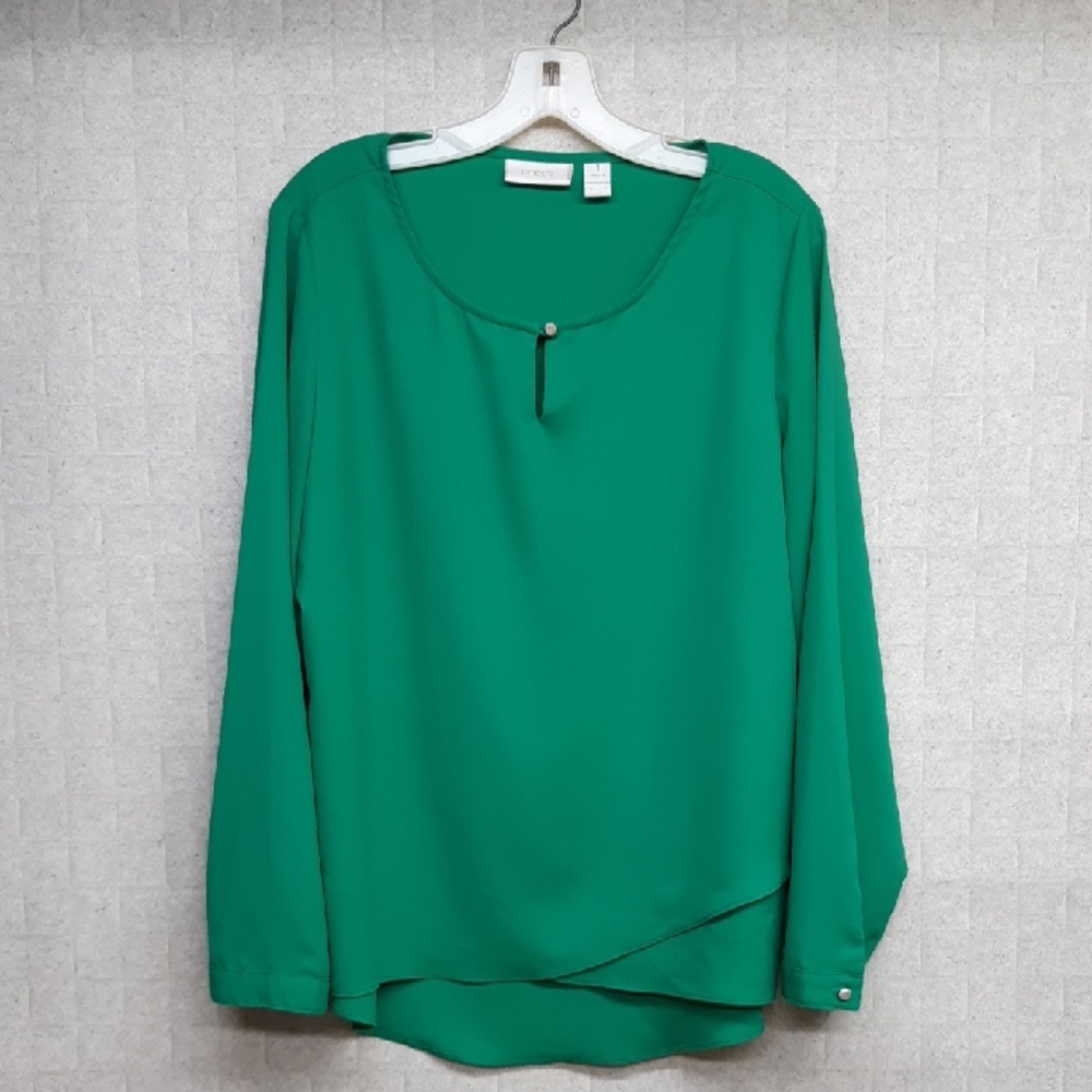 Chico's Kelly Green Layered Long-Sleeve Blouse